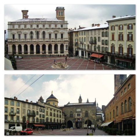 Piazza Vecchia na Cidade Alta, em Begamo