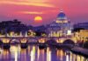 a que horas anoitece em Roma
