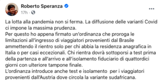 prorrogada limitação de entrada na Italia