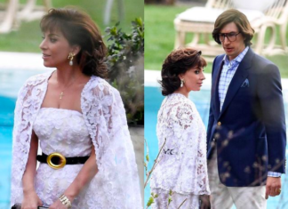 Lady Gaga e Adam Driver nas gravações de House of Gucci