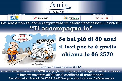 táxi grátis em Roma - campanha Ti accompagno io da Fondazione ANIA