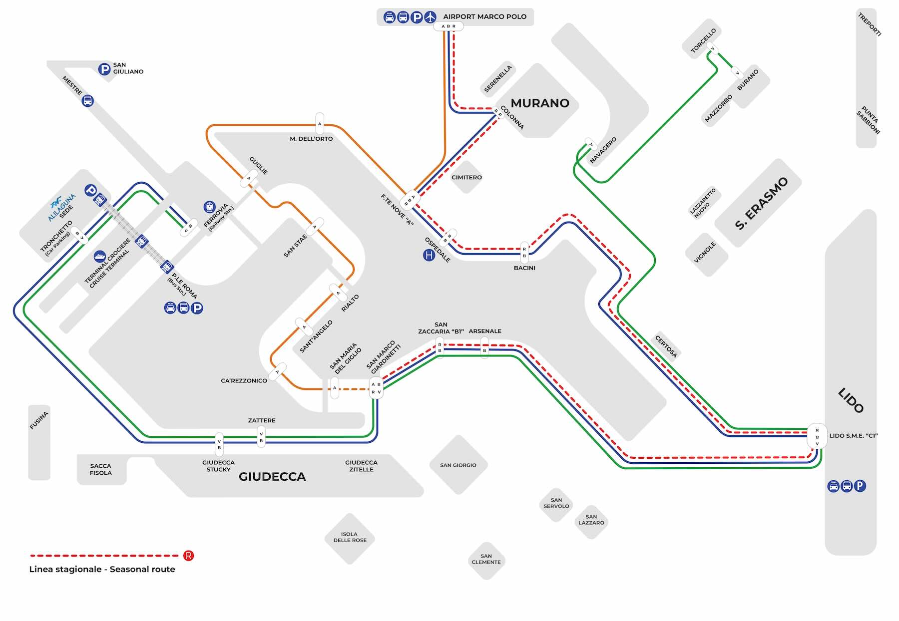 Como ir do Aeroporto de Veneza a São Marcos 3 mapa vaporetto do aeroporto de veneza italia