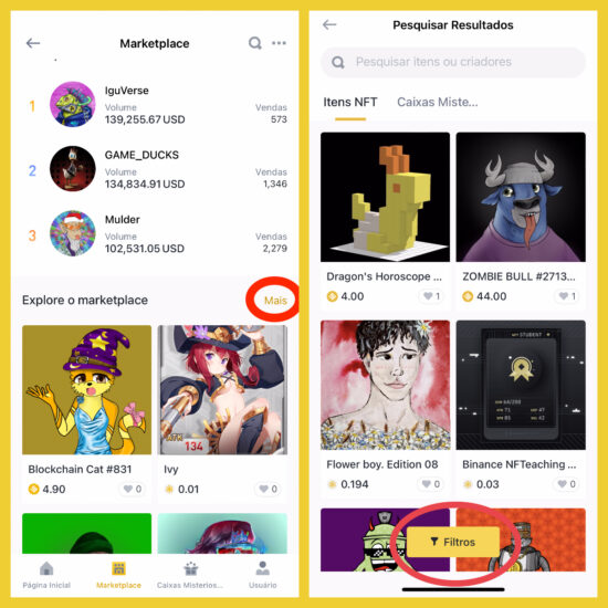 marketplace da Binance NFT