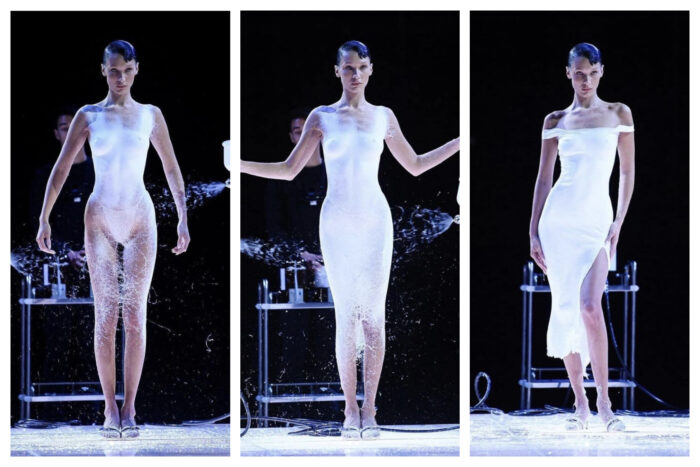 vestido spray bella hadid coperni