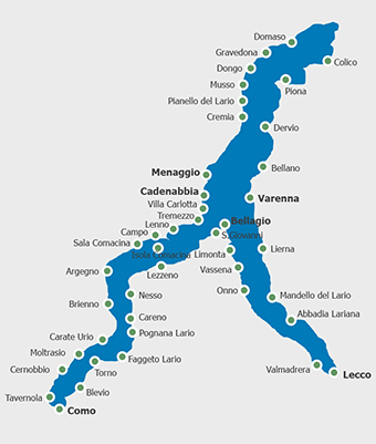 mapa do Lago de Como