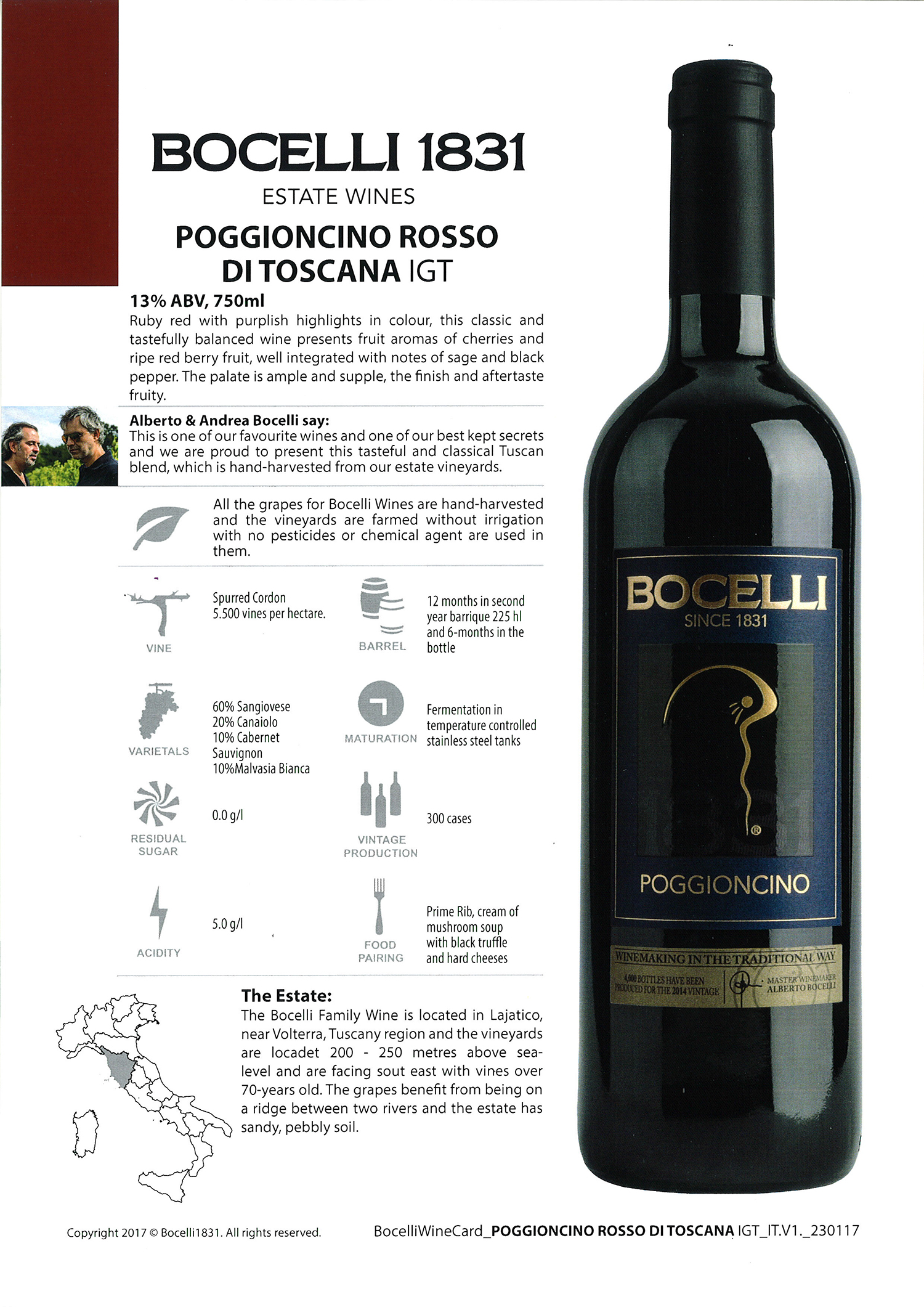 Descubra os vinhos italianos que você não sabia que Andrea Bocelli produz 5 poggioncino rosso igt