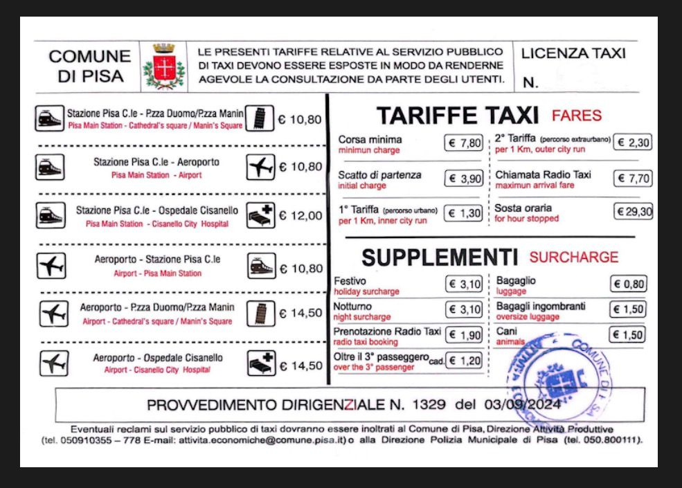 Torre de Pisa, um guia com informações sobre ingressos, transporte, histórias e curiosidades 9 taxi pisa tarifas 2026