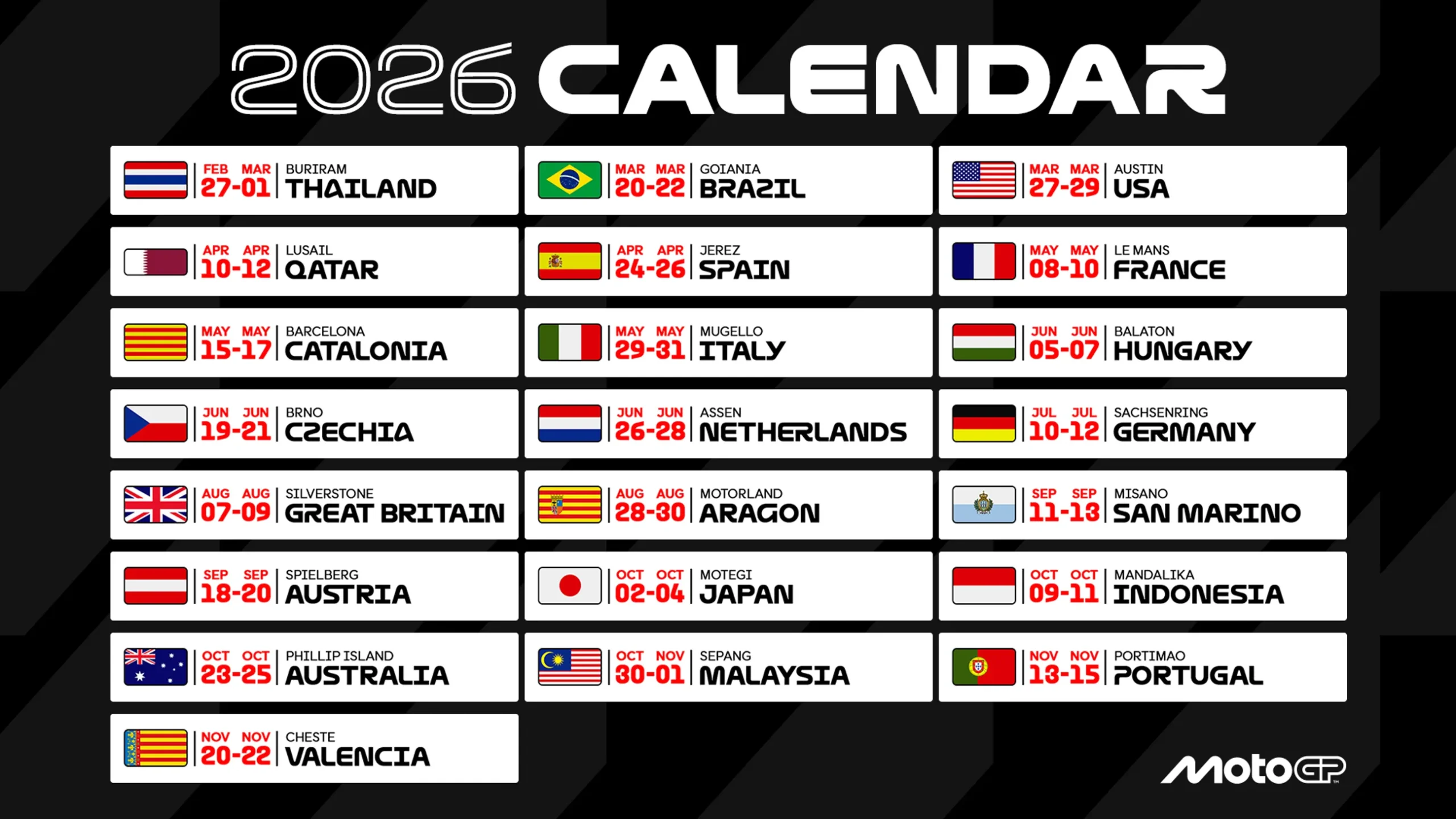 Calendário MotoGP 2026
