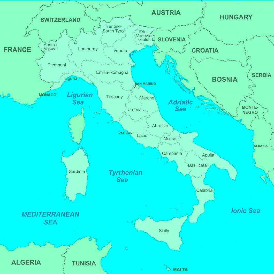 mapa da italia fronteiras
