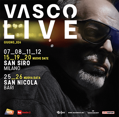 Vasco Rossi 2024 - Novas Datas em Milão e Bari