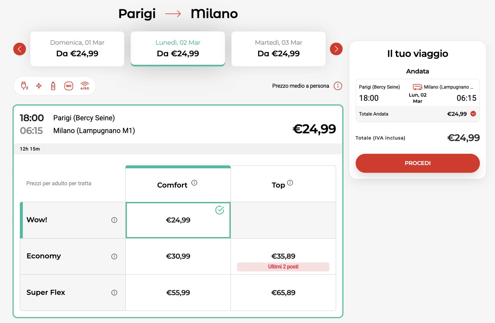 Captura de tela do site da Itabus para viagem em março de 2026