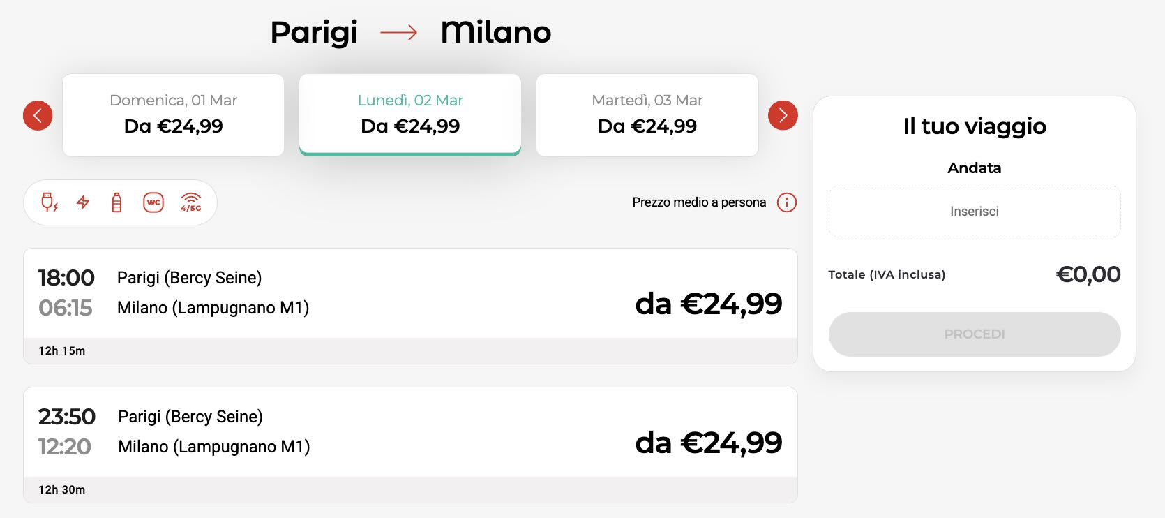 ônibus de Paris a Milão - horários e tarifas no site da Itabus