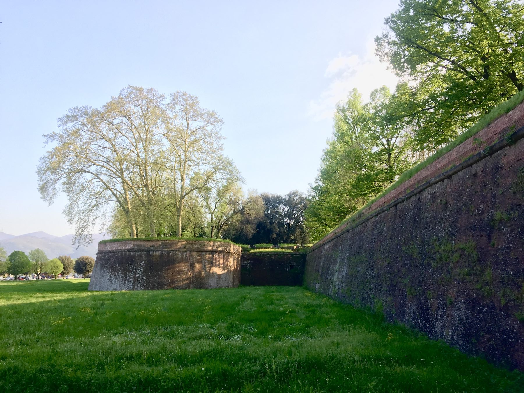 Um trecho das muralhas de Lucca, que no início do século XIX foram convertidas em um parque urbano