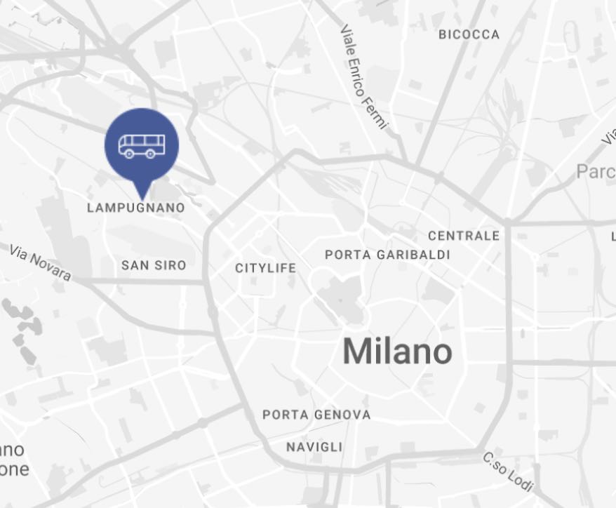 Mapa com localização do Terminal de ônibus Lampugnano em Milão