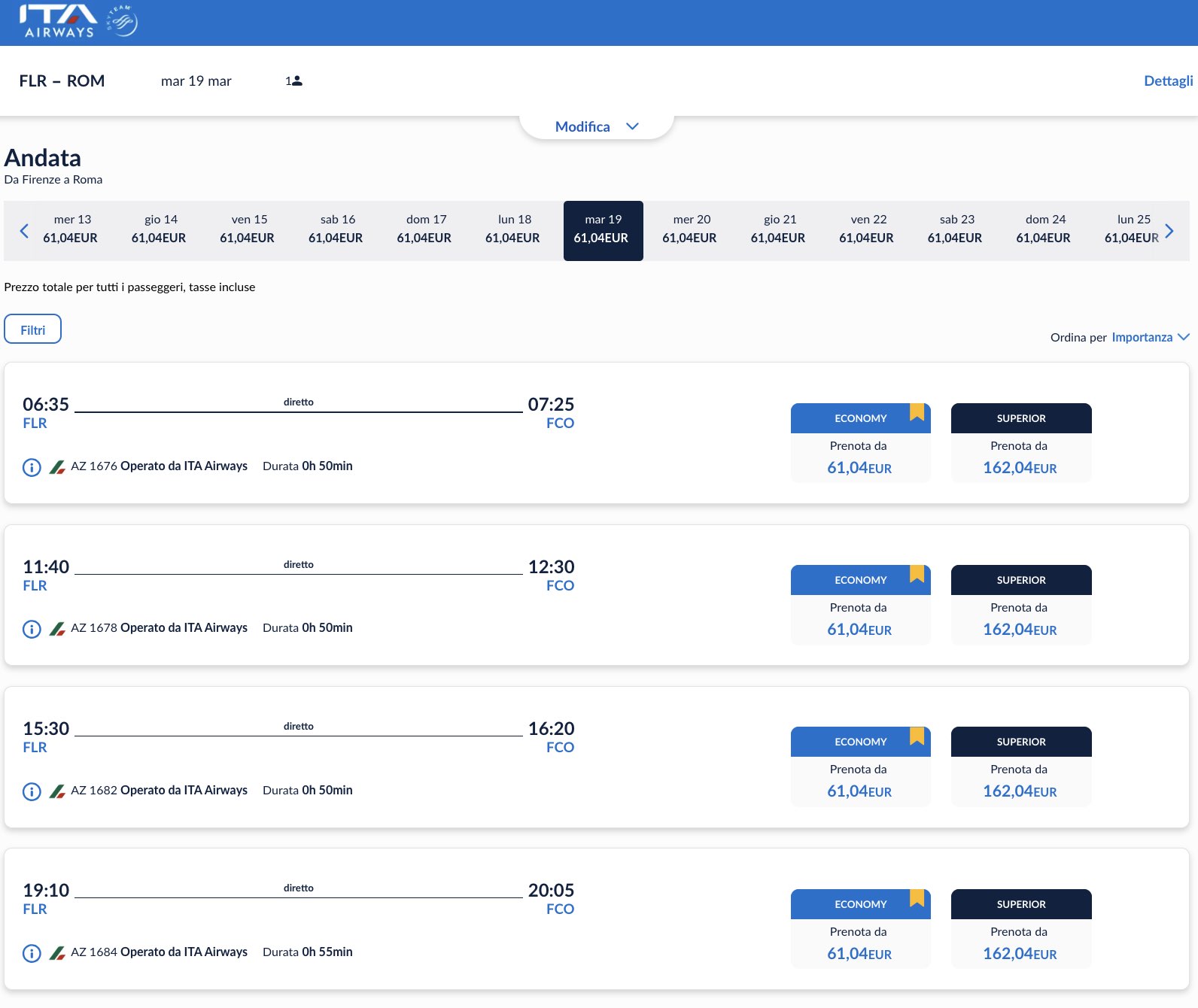 Melhor forma de ir de Florença a Roma 6 avião de Florença para Roma