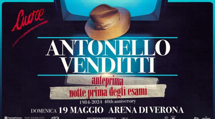 Antonello Venditti na Arena de Verona em 2024 celebra os 40 anos de Notte Prima degli Esami