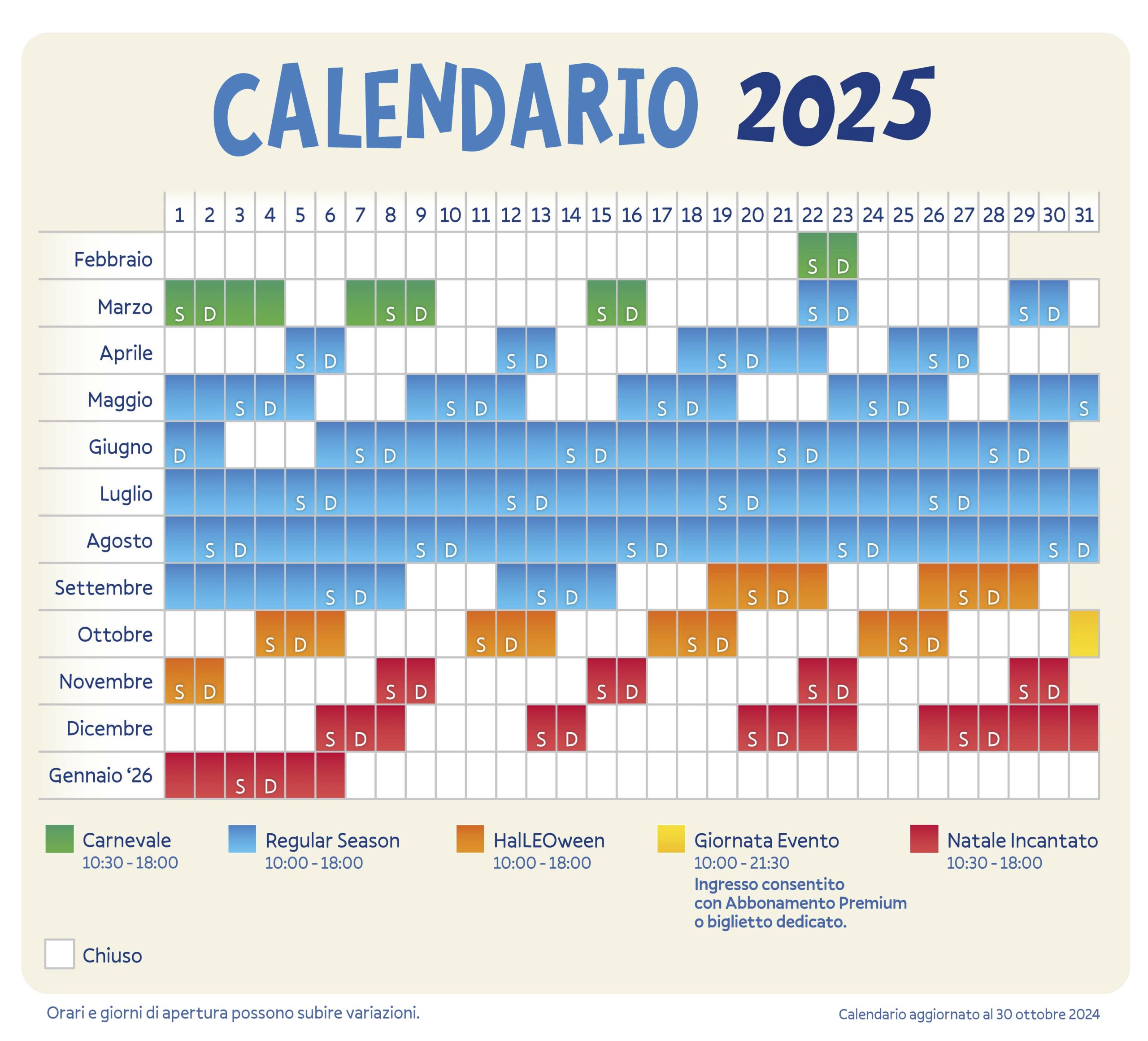 Parques de diversão na Itália: os maiores e melhores 19 Calendario Leolandia 2025