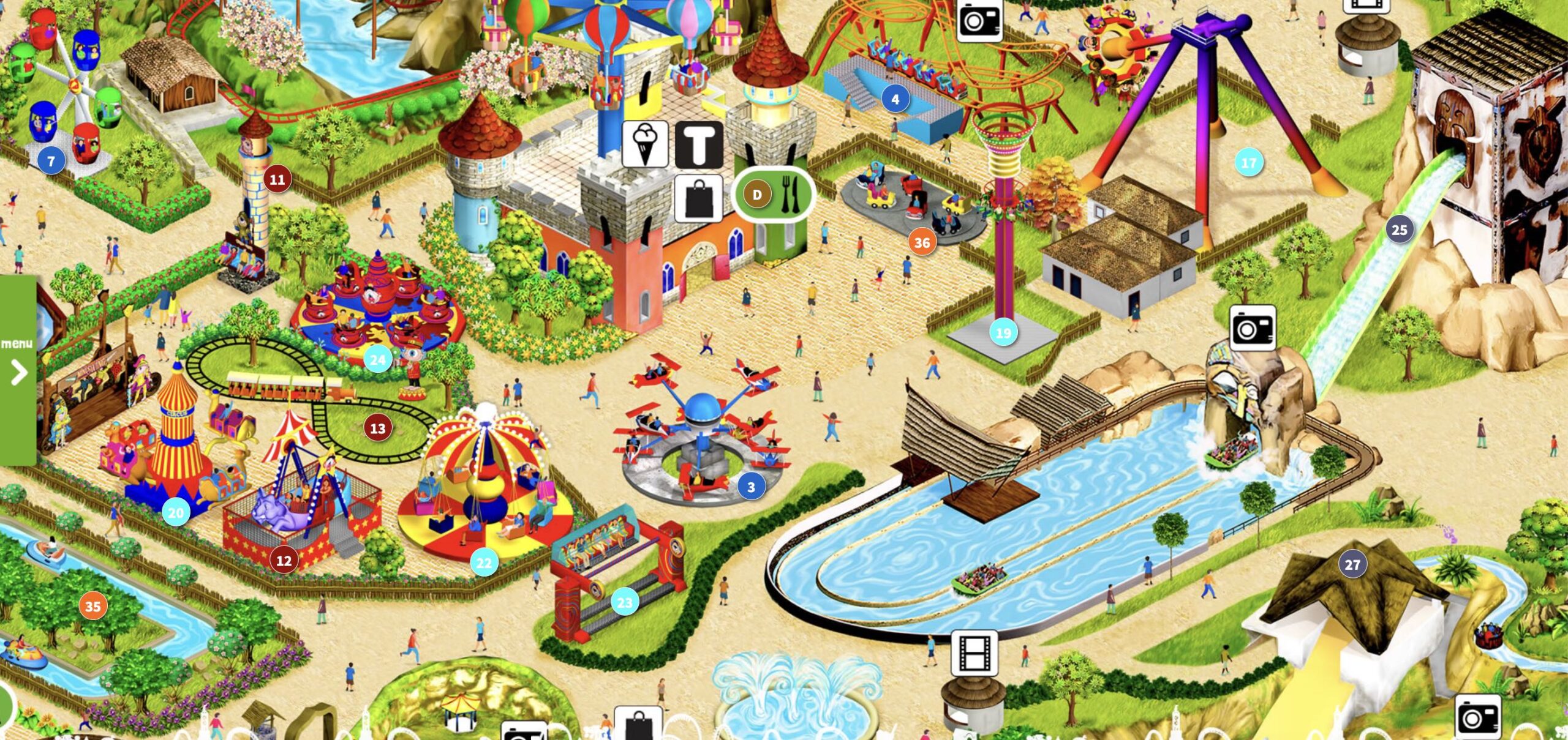 Parques de diversão na Itália: os maiores e melhores 37 mapa do parque Etnaland