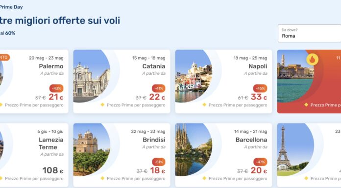 Descubra Hotéis e Voos em Promoção com o Prime Day eDreams - imagem com ofertas de voos saindo de Roma