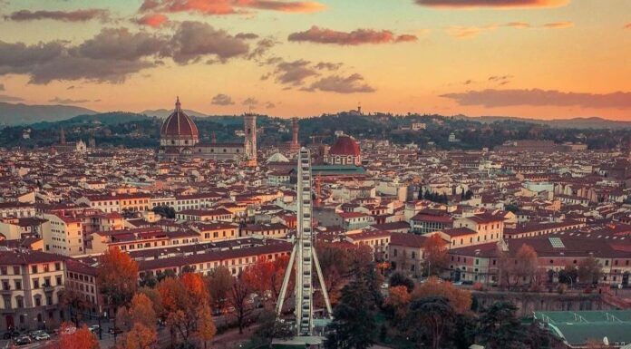Roda gigante de Florença, Florence Eye, está de volta! pista de patinação no gelo a céu aberto em Florença ao lado da roda gigante de Florença, Florence Eye