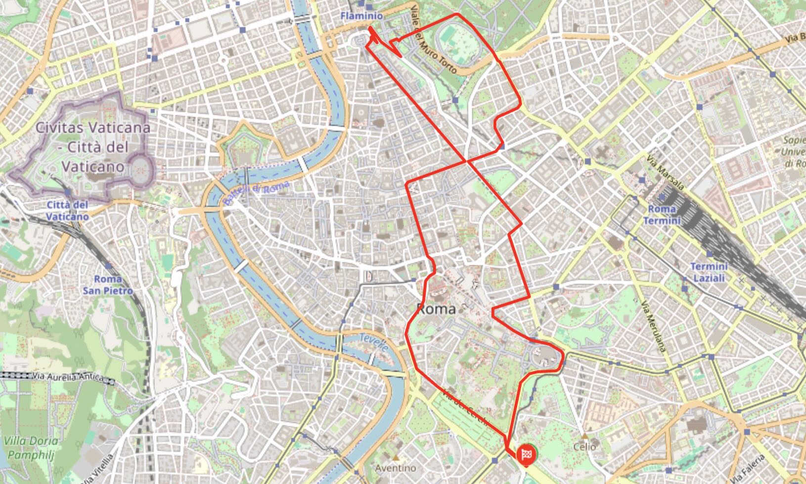 We Run Rome, a corrida de final de ano em Roma 2 percurso da corrida We Run Rome no último dia do ano em Roma - 31 de dezembro de 2026
