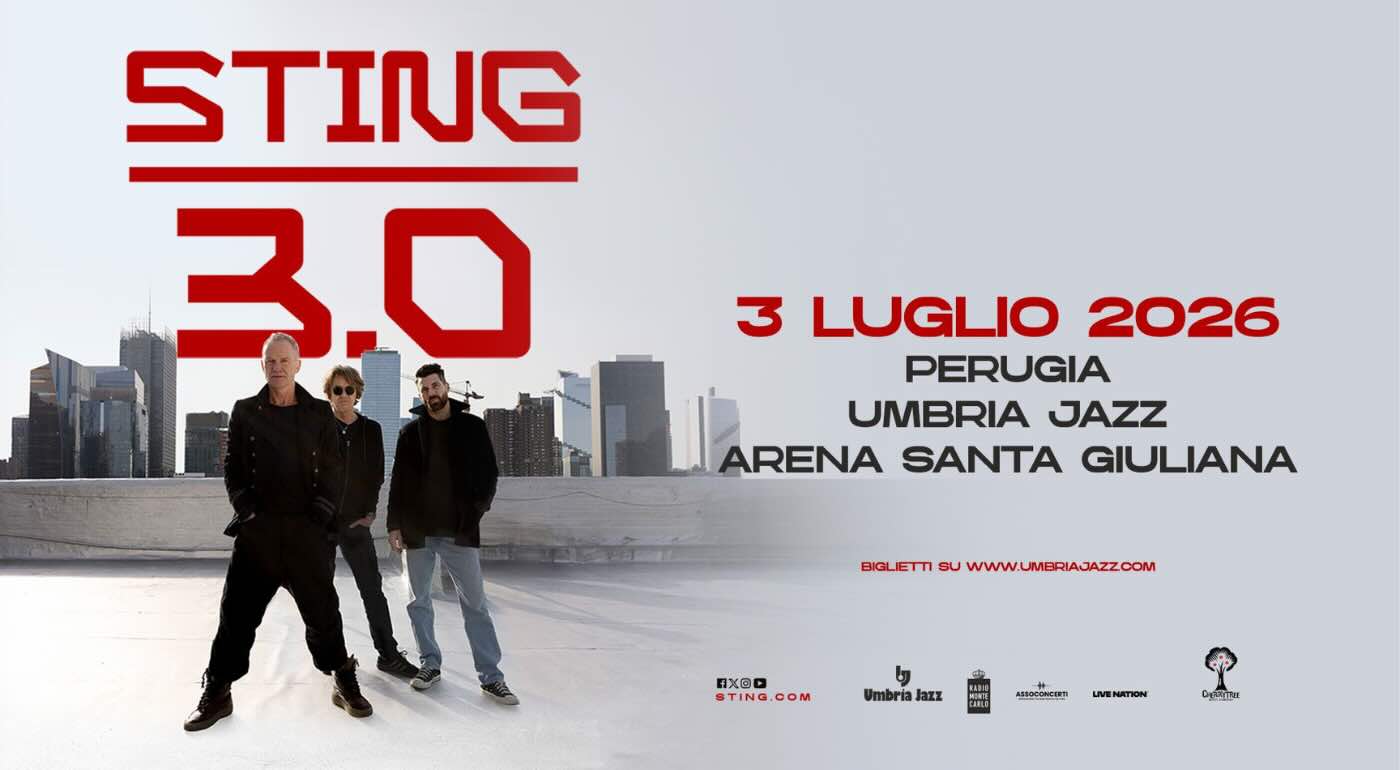 Sting no Umbria Jazz Festival em 03 de julho de 2026 - O evento acontece na Arena Santa Giuliana em Perugia