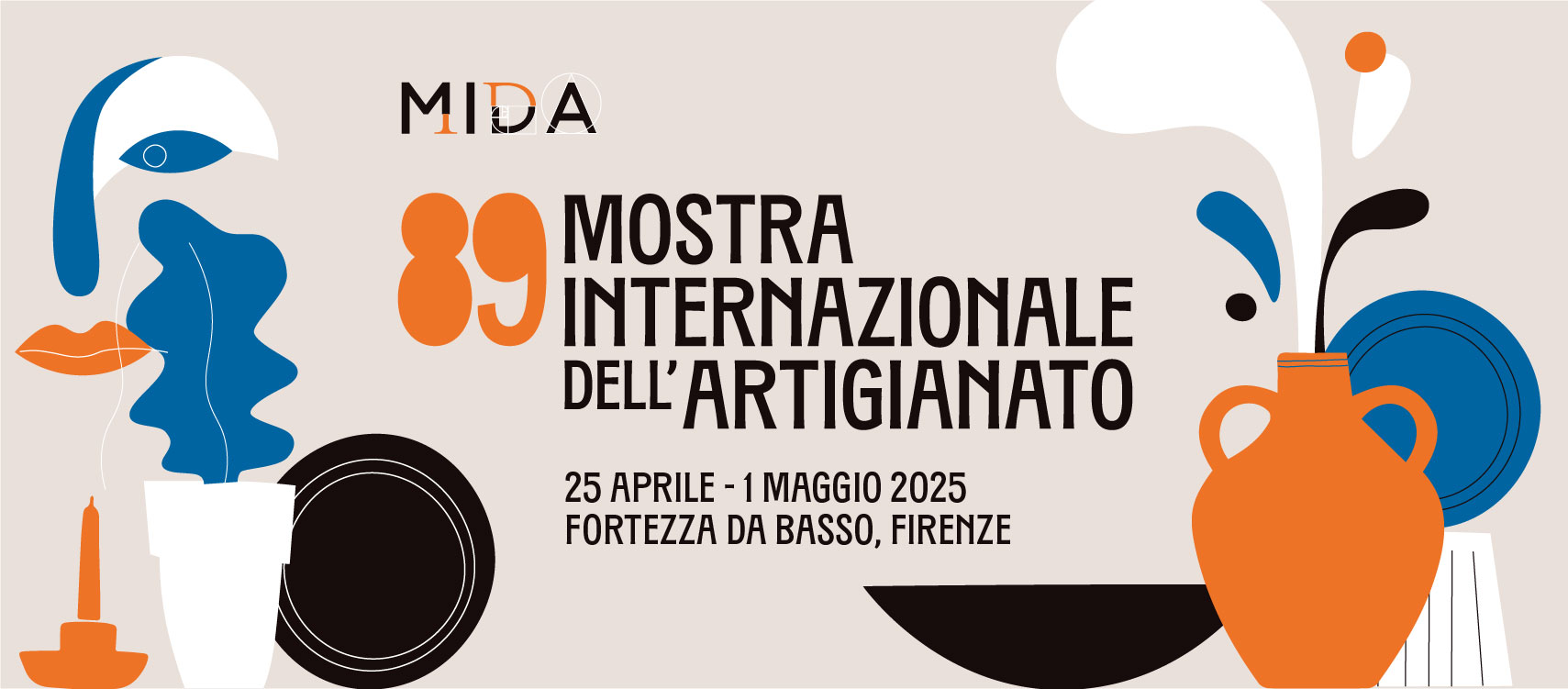 cartaz da MIDA - 89º Mostra Internacional do Artesanato em Florença que acontece de 25 de abril a 1º de maio de 2025 na Fortezza da Basso em Florença