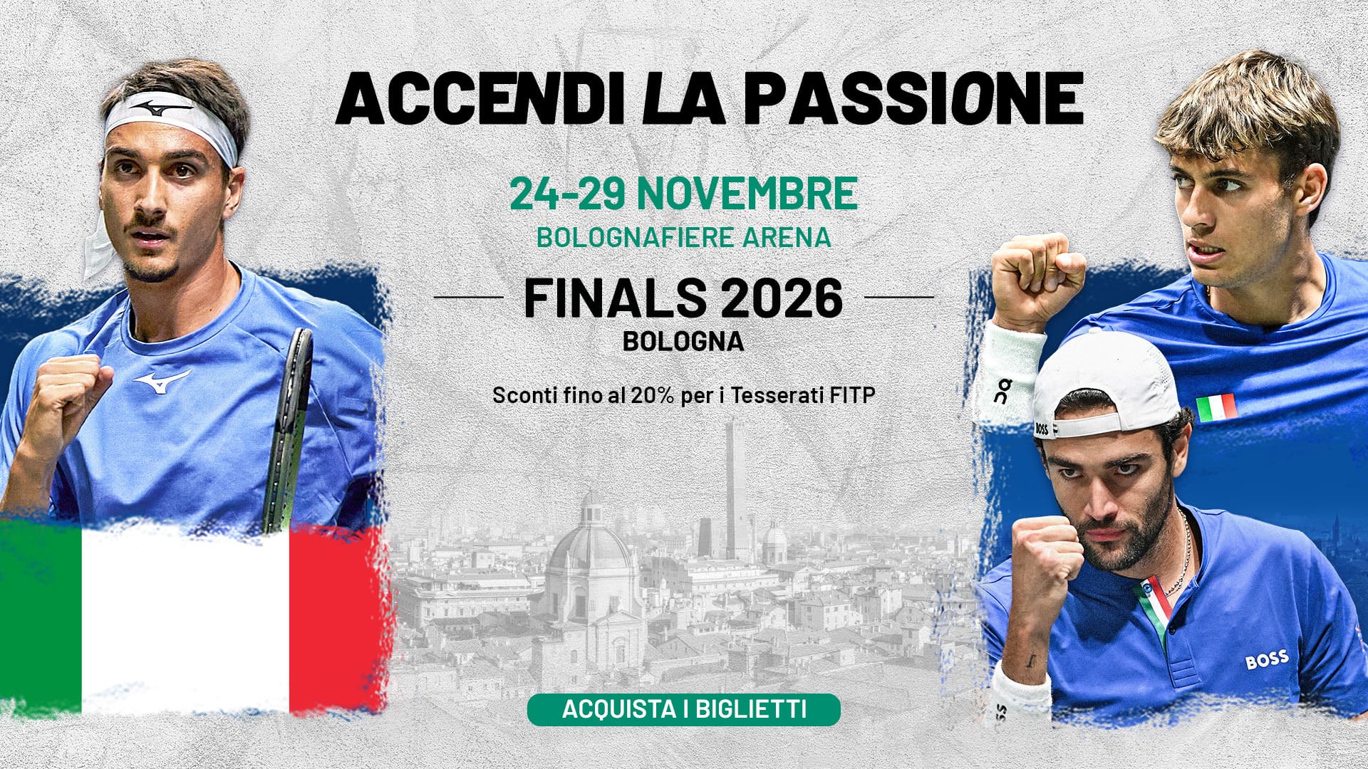 Ingressos para Copa Davis 2026 em Bolonha já à venda!