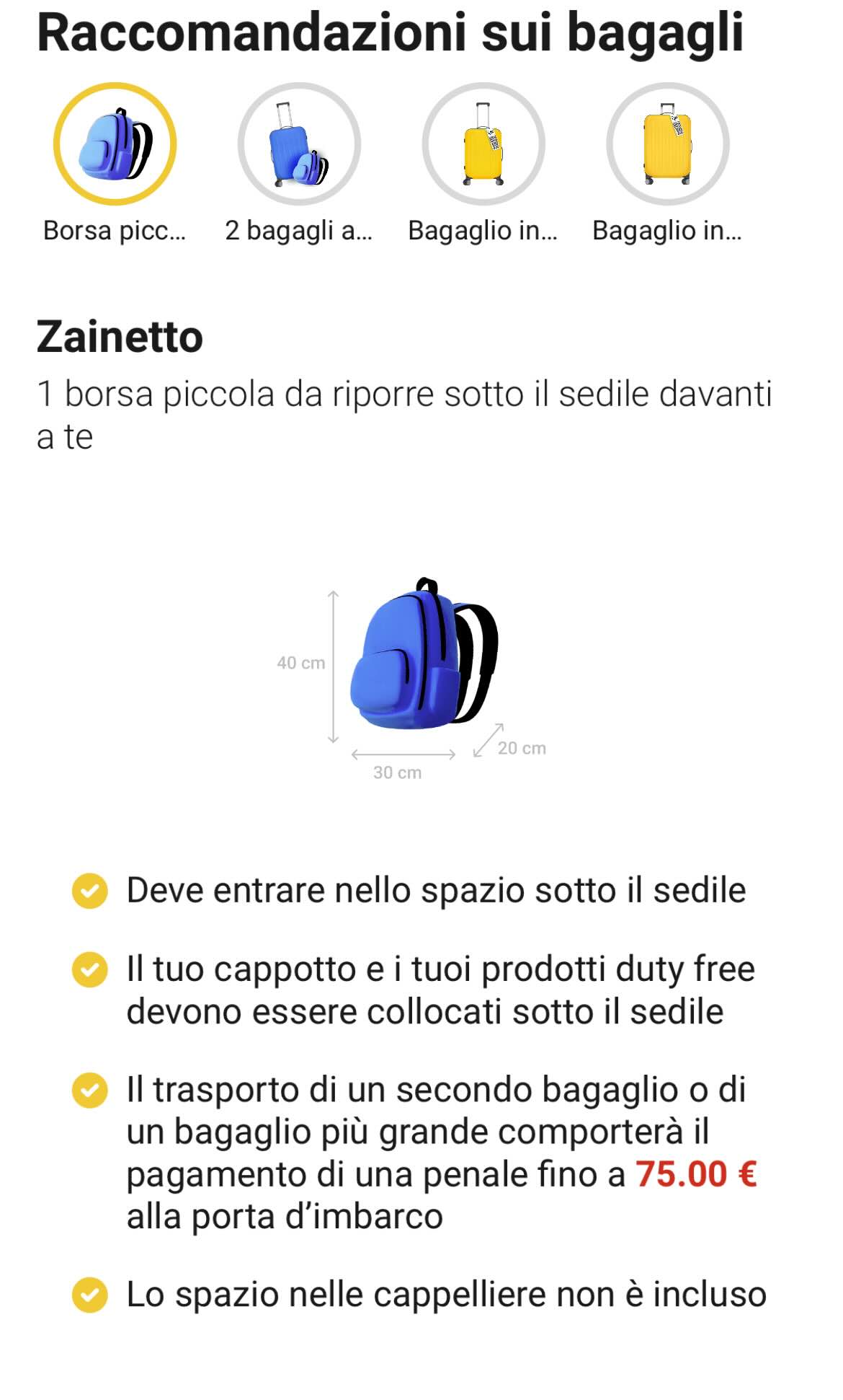 Bagagem Ryanair: medidas atualizadas em vigor desde agosto de 2025 1 Nova medida da mochila Ryanair: agora a dimensão permitida é 40x20x30cm