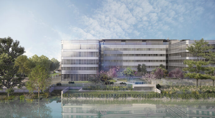DoubleTree by Hilton será inaugurado no Aeroporto de Milão Linate em 2028 Render do novo DoubleTree by Hilton Milan Linate Airport com vista para o lago Idroscalo, projetado pelo Studio Tectoo.