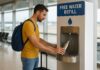 Aeroportos italianos começam a oferecer água potável gratuita (foto ilustrativa, gerada com IA)