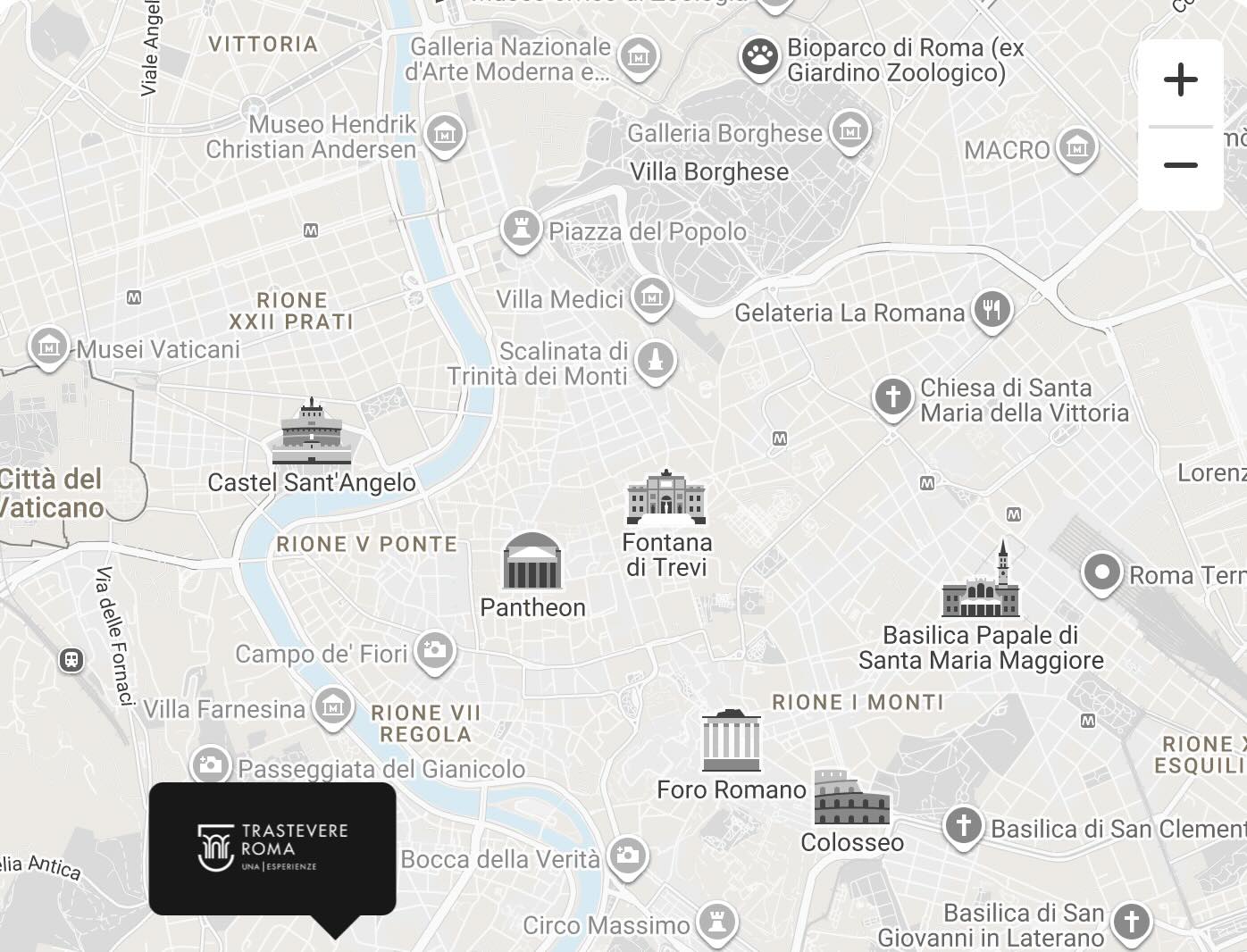 mapa com localização doTrastevere Roma | UNA Esperienze