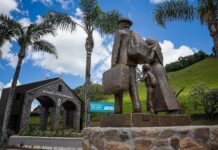 Monumento na cidade de Antônio Prado representa os 150 anos da imigração italiana no Brasil (foto: divulgação/Maicon Hinrichsen)