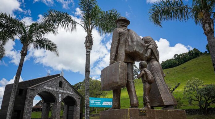 Monumento na cidade de Antônio Prado representa os 150 anos da imigração italiana no Brasil (foto: divulgação/Maicon Hinrichsen)