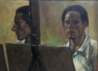 Auto-retrato de Alfredo Catarsini em exibição na cidade de Montecatini Terme, Toscana - Mostra Il Novecento di Catarsini em Montecatini Terme: como visitar (e por que vale encaixar no roteiro)