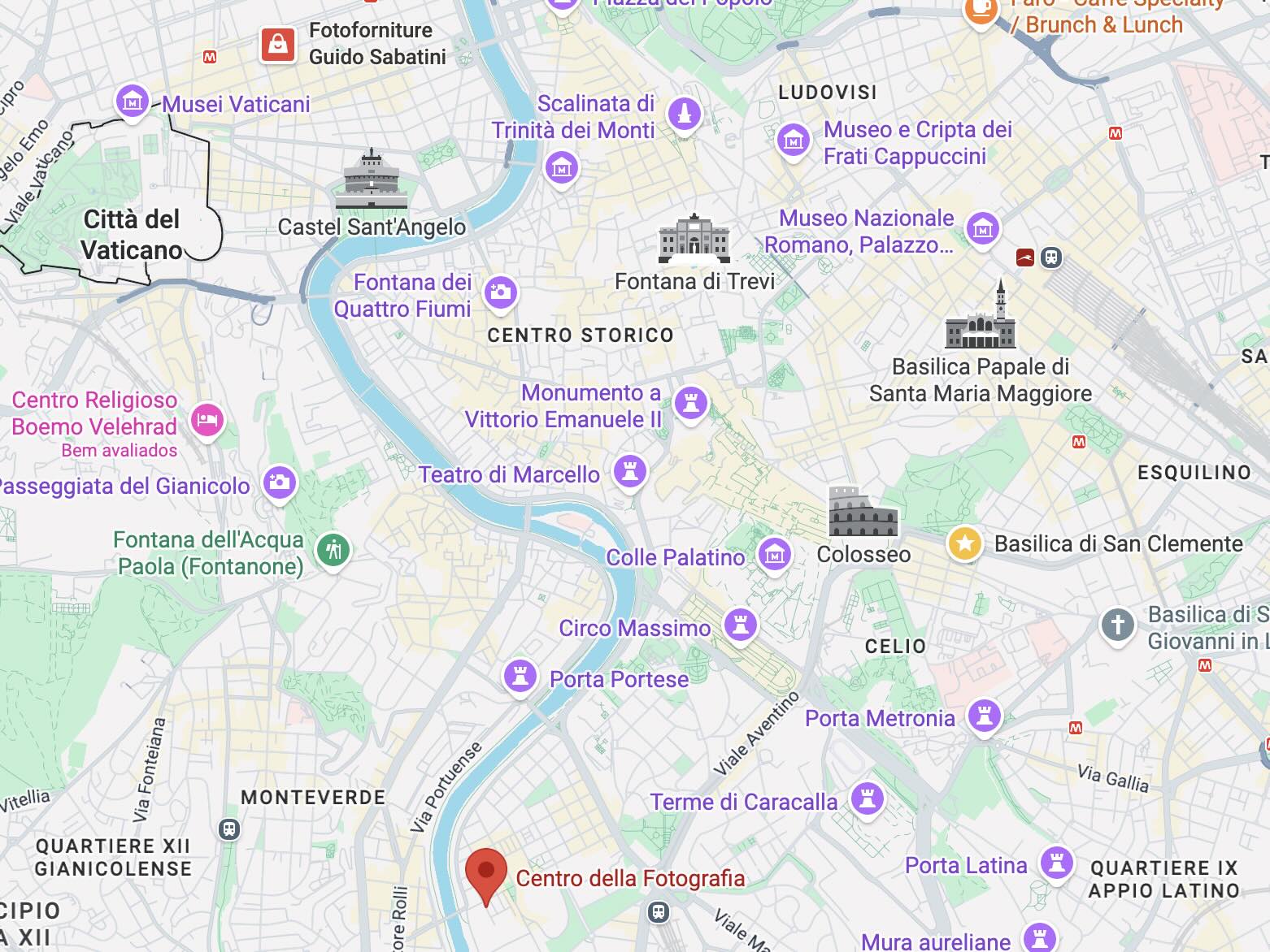 mapa do centro della fotografia de Roma