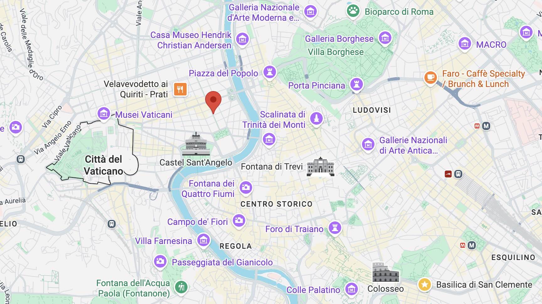 mapa indica localização do NYX Hotel Rome, novo hotel da capital italiana