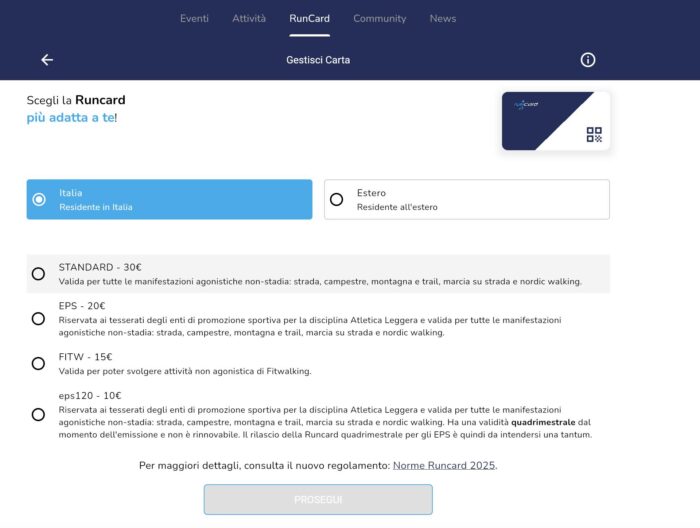 runcard residenti italia