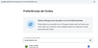Google lança o recurso Fontes Preferidas: veja como seguir o Brasil na Italia nas suas buscas Tela de Preferências de fontes do Google com o Brasil na Italia selecionado como fonte preferida
