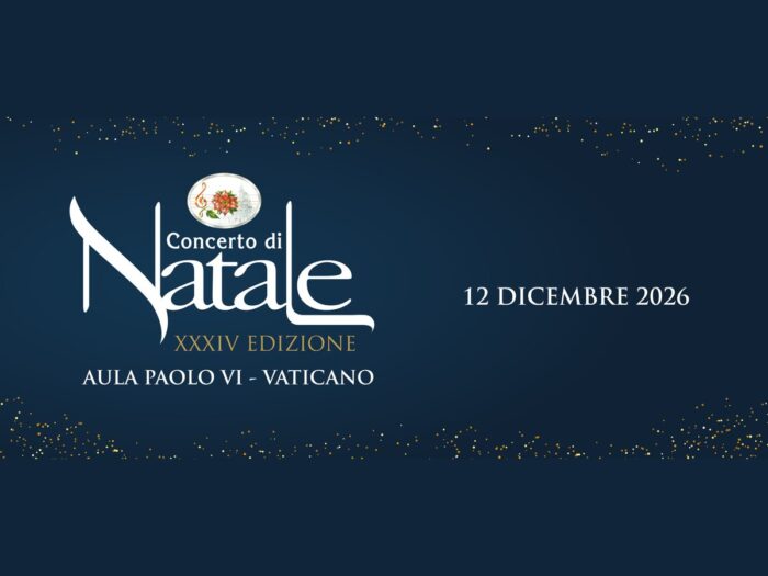 Cartaz oficial do Concerto di Natale 2026, 34ª edição, 12 de dezembro na Aula Paolo VI no Vaticano