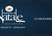 Cartaz oficial do Concerto di Natale 2026, 34ª edição, 12 de dezembro na Aula Paolo VI no Vaticano