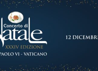 Concerto de Natal no Vaticano 2026: ingressos e planta Cartaz oficial do Concerto di Natale 2026, 34ª edição, 12 de dezembro na Aula Paolo VI no Vaticano
