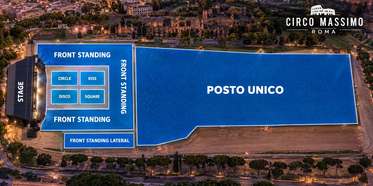 Harry Styles em Roma 2027: ingressos, preços e dicas 1 Mapa dos setores do show de Harry Styles no Circo Massimo em Roma