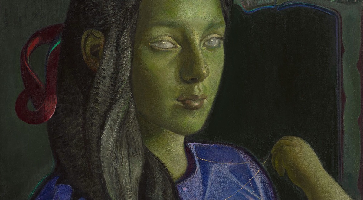 Detalhe da pintura Maternity (Curve Delle Anime), de Victor Man, imagem da mostra no Museo Novecento de Florença
