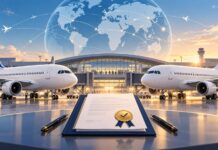 Cade aprova a entrada da American Airlines na Azul: o que muda para quem viaja Dois aviões estacionados num aeroporto com um contrato no centro, ilustrando a entrada da American Airlines no capital da Azul