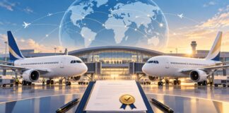 Cade aprova a entrada da American Airlines na Azul: o que muda para quem viaja Dois aviões estacionados num aeroporto com um contrato no centro, ilustrando a entrada da American Airlines no capital da Azul