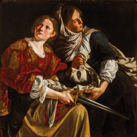 Artemisia Gentileschi em Florença: ingressos e guia da mostra no Museo degli Innocenti 1 Pintura de Artemisia Gentileschi com Judite de vestido vermelho segurando a espada e a serva carregando a cabeça de Holofernes